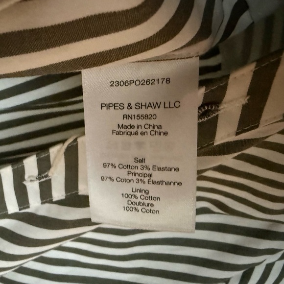 NWT ⭐️ VERONICA BEARD Ruched Striped Shirt Dress – Size 6 – Army Green/White - Picture 7 of 7